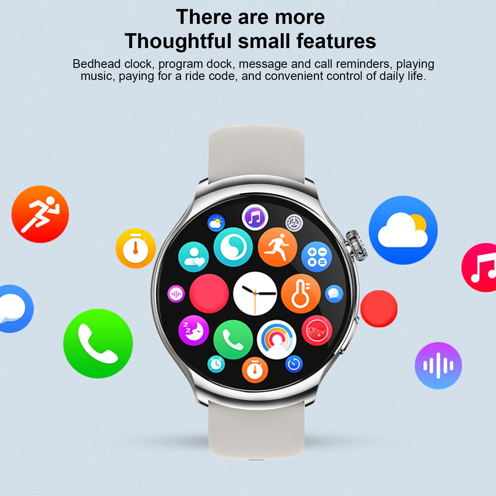 Jubipavy Smart Wearable Watch Multifunction HD Round Screen Wireless Magnetic Charging Custom Dial Motion Record IP68 Watertightness Bluetooth Music Playback Function