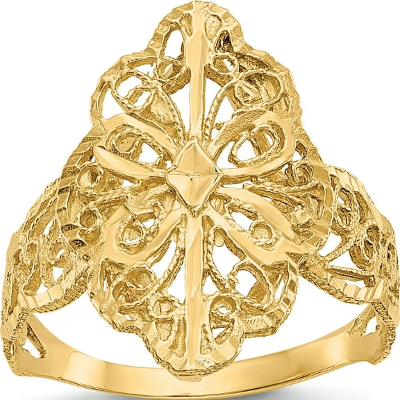 10K Yellow Gold Diamond Cut Filigree Ringsize 6 (Width 2) - Jbsp