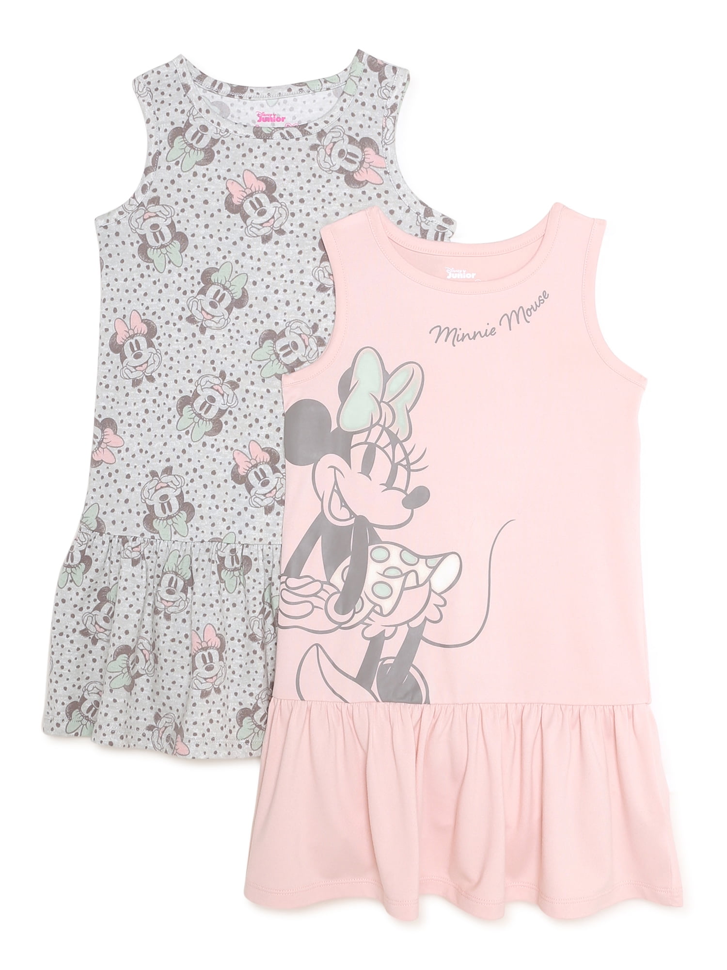 Disney's Minnie Mouse Baby Girl Print Tiered Dress 18 Mo Grey Pink NWT $24 