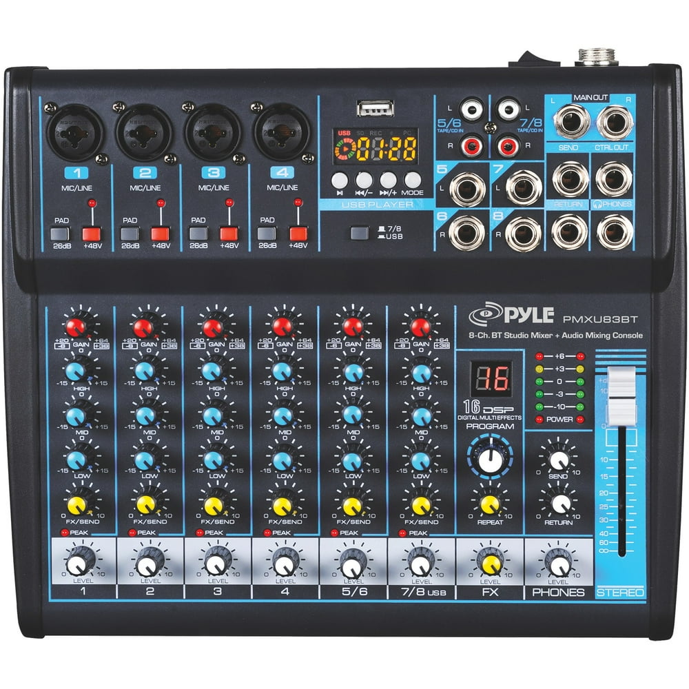 Pyle PMXU83BT 8Channel Bluetooth Studio Mixer