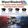 thumbnail image 2 of 2008 Dodge Nitro Beam Wiper Blades Wipers w/1yr Warranty (Set of 3) w/Rear Wiper (WiperBladesUSA), 2 of 5