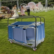 Wildnix Heavy Duty Folding Table Cart with Q235 Steel Frame, Adjustable Center Support Bar, Holds 10 Folding Tables, Black Color