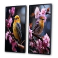 thumbnail image 3 of Designart "Yellow Bird Amid Cherry Blossoms IV" Bird Framed Wall Art Set Of 2 - Yellow Animals Framed Wall Art Set Of 2, 3 of 7