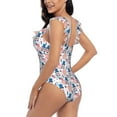 thumbnail image 5 of Yiaed American Gnomes Print Women's Ruffled One Piece Swimsuit V Neck Swimwear Slimming Monokini for Woman-Small, 5 of 8