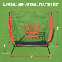 SOLAXO 5'x5' Baseball Softball Practice Net with Strike Zone Target and Carry Bag