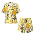 thumbnail image 5 of Wukai Garden Honeybee Gnomes Women's Pajama Set,Short-Sleeve Top and Shorts with Elastic Waistband and Pockets for Loungewear, Yoga, and Casual Wear-Small, 5 of 8