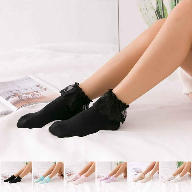 freestylehome Cotton Calcetines Vintage Lace Ruffle Frilly Ankle