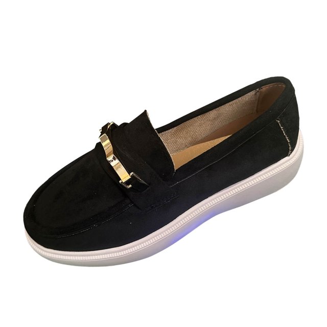 Zapatos de Caminata de las Mujeres de Moda Y Casual de Corte Bajo Decoración de Metal Vintage Cabeza Redonda Zapatos Planos Portátiles Zapatos Casuales de las Mujeres