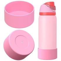 Linkidea 2 Pack Water Bottle Boot Compatible with Owala FreeSip 32oz, Twist 32oz, Silicone Anti-Slip Bottle Bottom Bumper Protector (Light Pink)