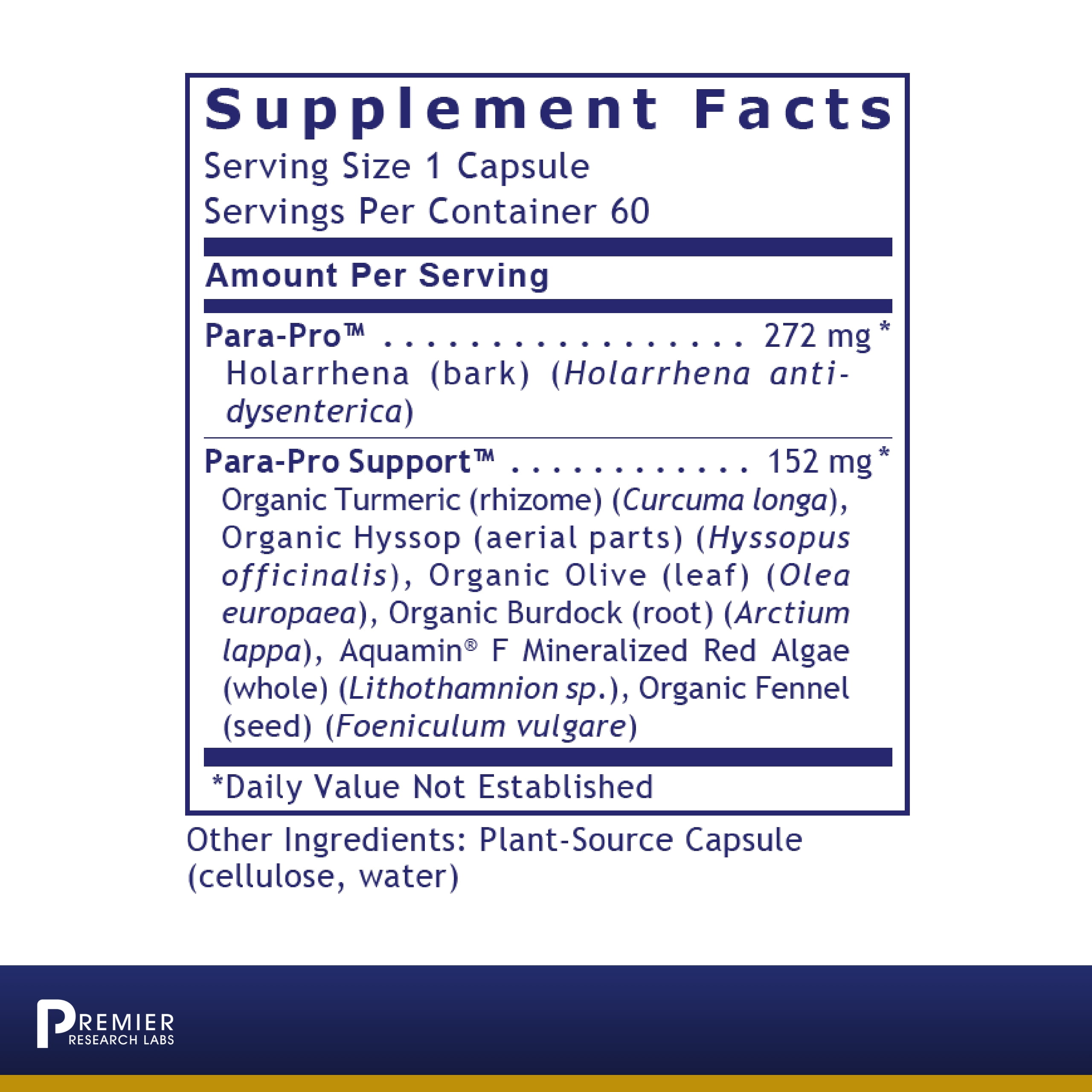 Premier Research Labs ParaStat - Intestinal Support & Cleansing - Cleanser Detox for Digestive Health - With Burdock Root, Turmeric & Olive Leaves - 60 Plant-Source Capsules