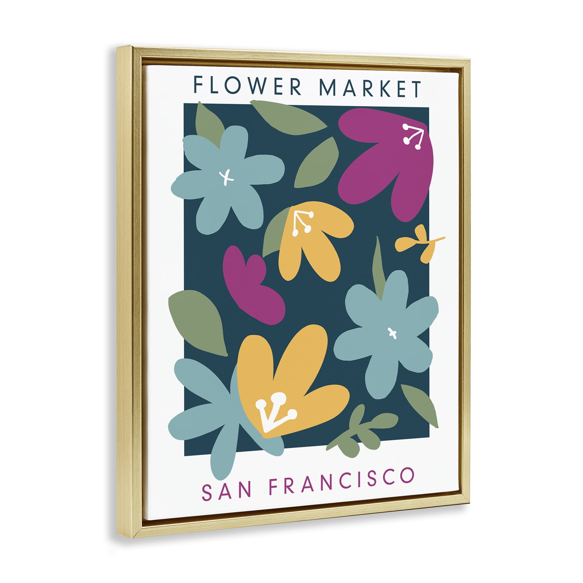Stupell Industries Whimsical Flower Market Gold Framed Floater Canvas Wall Art, design by Anna Quach