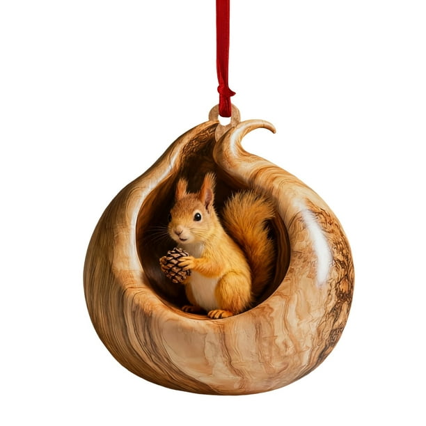 Herunwer Animal Christmas Ornament, Forest Animal Decoration, Christmas Tree Animal Pattern 2D Acrylic Ornament, Christmas Tree Ornaments