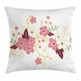 thumbnail image 1 of Almond Blossom Throw Pillow Cushion Cover, Simplistic Composition of Flowers Spring Season Elements Japanese Garden, Decorative Square Accent Pillow Case, 24" X 24", Multicolor, by Ambesonne, 1 of 2