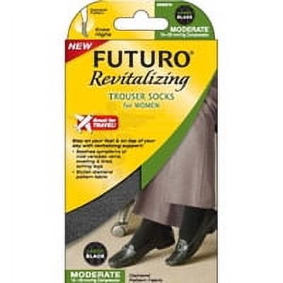 Futuro Revitalizing Trouser Black Diamond Pattern Socks For Women Of 16-20 Mm Compression, Medium - 1 Ea
