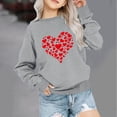 thumbnail image 1 of Milgrthf Chandail de la Saint-Valentin pour Femmes Décontracté à Imprimé Cœur Graphique à Manches Longues Coupe Ample Chandail Blouse Hauts Chandail à Col Rond Gris 10 Ans, 1 of 4