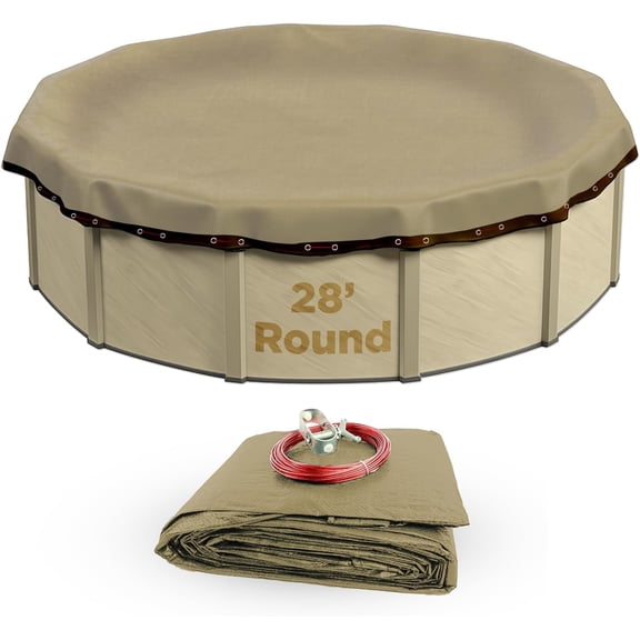 Buffalo Blizzard Supreme Plus Tan/Silver Round Winter Swimming Pool Cover, 28'