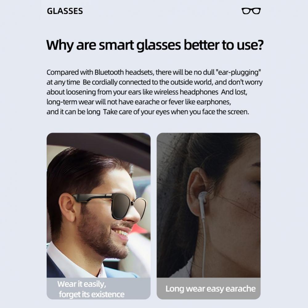 Wireless Bluetooth Audio Sunglasses, Open Ear Headphones Music & Hands-Free Calling, for Men & Women, Polarized Glasses Lenses - image 5 of 5