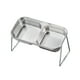 thumbnail image 3 of Cuenco para perros para gatos de acero inoxidable | Alimentador doble de comida y agua | 304 Plato de gatito elevado antideslizante de acero | Diseño de protección para el cuello inclinado | Plata, 3 of 7
