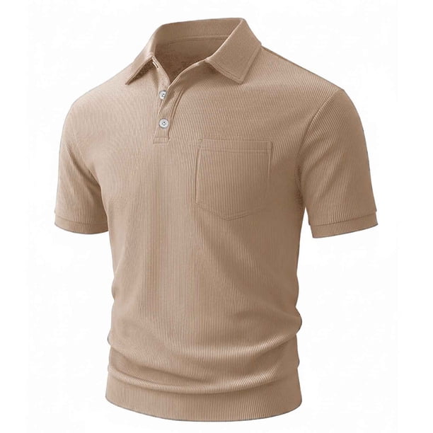 Camisas de Manga Corta de los Hombres Casual Color Sólido de Verano Solapa Superior, Suelto Ajuste Nylon Comodidad para el Exterior Diario