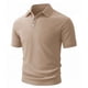 thumbnail image 2 of Ceisia Men's Slim Fit Short Sleeve Polo Shirt Solid Color Vertical Stripe Knit with Chest Pocket Khaki L Gifts, 2 of 7