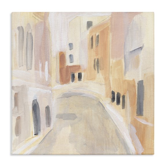 Stupell Industries French Country Soft City Pathway Delicate Coastal European Buildings Canvas Art, 24 x 24, by Annie Warren