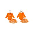 thumbnail image 2 of RUINIXCW Baby Girl First Halloween Outfit Fashion Long Sleeve Pumpkin Embroidery Tops with Tulle Skirt, Headband 3Pcs Fall Set, 2 of 9