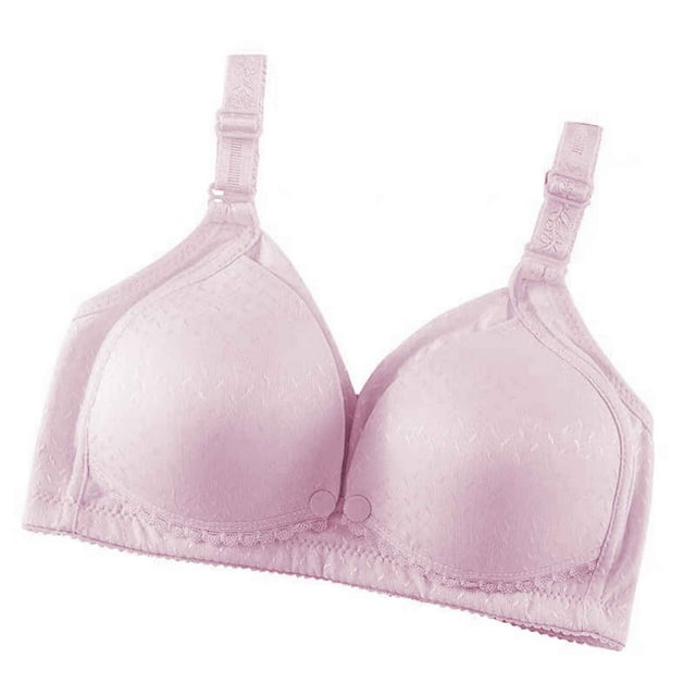 Womans Solid Color Ring Breast Feeding Comfortable Hollow Out Perspective Bra Underwear