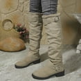 thumbnail image 2 of Dasayo Wide Width Women's Boots Slouch Beige Knee-High Dressy Round Toe Buckles Boots Woman Shoes 36, 2 of 6
