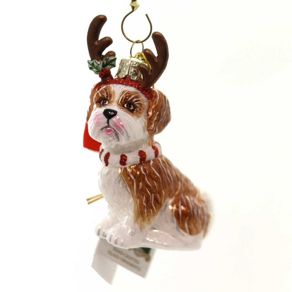 Holiday Ornaments DOG WITH ANTLERS ORNAMENT Glass Christmas Puppy
