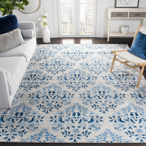 SAFAVIEH Brentwood Ellen Damask Area Rug, Cream/Blue, 8' x 10'