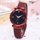 thumbnail image 3 of Reloj de pulsera con imán de aleación de cielo estrellado para mujer con estilo (rojo), 3 of 5