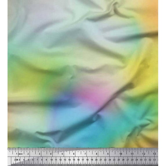 Soimoi Japan Crepe Satin Fabric Ombre Tie-Dye Print Fabric by The Yard 42 Inch Wide
