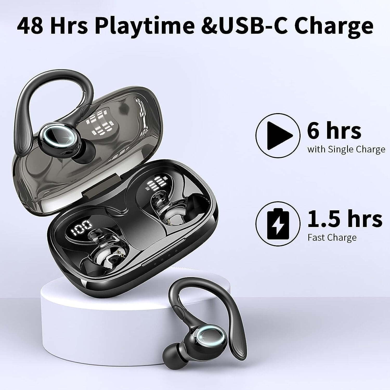 Wireless Earbuds, Bluetooth 5.1 Headphones with Mic, IP7 Waterproof Ear Hooks