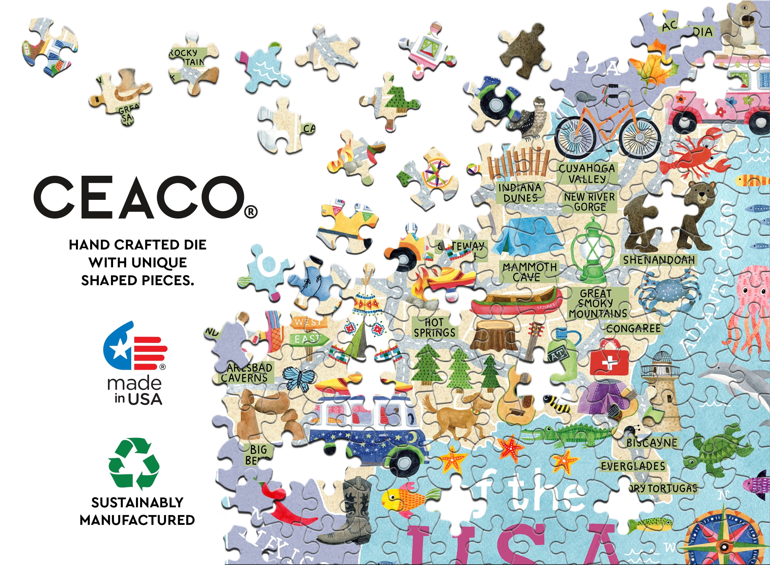 Ceaco 500 Piece National Parks Map Interlocking Jigsaw Puzzle