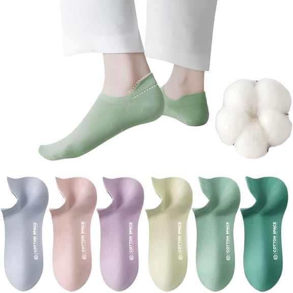 TELOLY 6 pairs 100% Cotton Thin Socks Women No Show Casual Lightweight Low Cut Ankle Socks Non Drop Heel Soft Breathable 4-8.5