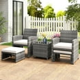 thumbnail image 1 of Costway 5 Pieces Patio Furniture Set PE Wicker Outdoor Lounge Chairs with 2 Ottomans White, 1 of 7