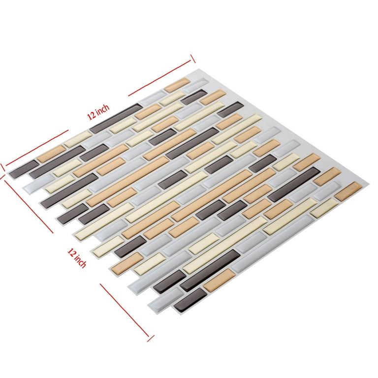 Art3d 10-Pack Peel-N-Stick Backsplash Tile Sticker Vinyl Wall Covering, 12 Art3d 10-Pack Peel-N-Stick Backsplash Tile Sticker Vinyl Wall Covering, 12