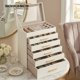 thumbnail image 1 of SONGMICS Caja de Joyas, Caja Joyero de 6 Niveles, para Gafas de Sol, Joyas Grandes, Tapa de Cristal, 5 Cajones, Blanco Nube y Dorado, 1 of 9