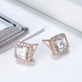 thumbnail image 2 of Square Halo Stud Earrings for Women Clear Cz Sterling Silver Womens Ginger Lyne Collection, 2 of 5