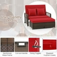 thumbnail image 6 of Costway Patio Rattan Daybed Wicker Loveseat Sofa with Multifunctional Ottoman Red, 6 of 12