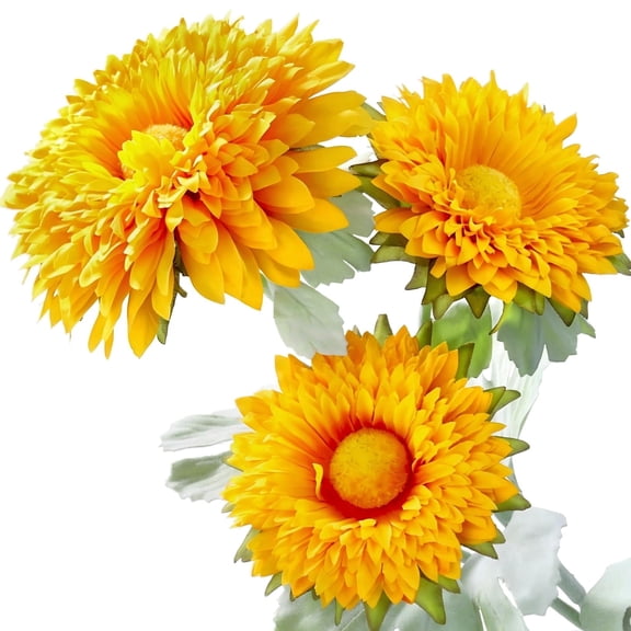 3 Pcs Artificial Sunflower Flowers, 28" Long Stem Silk Fake Sunflower Bouquet Decoration for Outdoor, Outdoor, Wedding, Fall Decor (Burnt Orange)