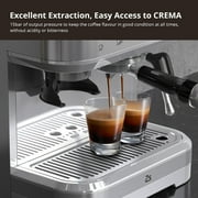 Espresso Machine with Built-in Grinder,Italian ULKA 15 Bar Espresso Machine - 85oz Water Tank, Dual PID Control, Milk Frother & Auto-Cleaning for Perfect Lattes and Cappuccinos