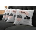 thumbnail image 2 of Ambesonne Cactus Throw Pillow Cover 4 Pack, Hand Drawn Plants Hello, 20", Blush Black Grey, 2 of 6