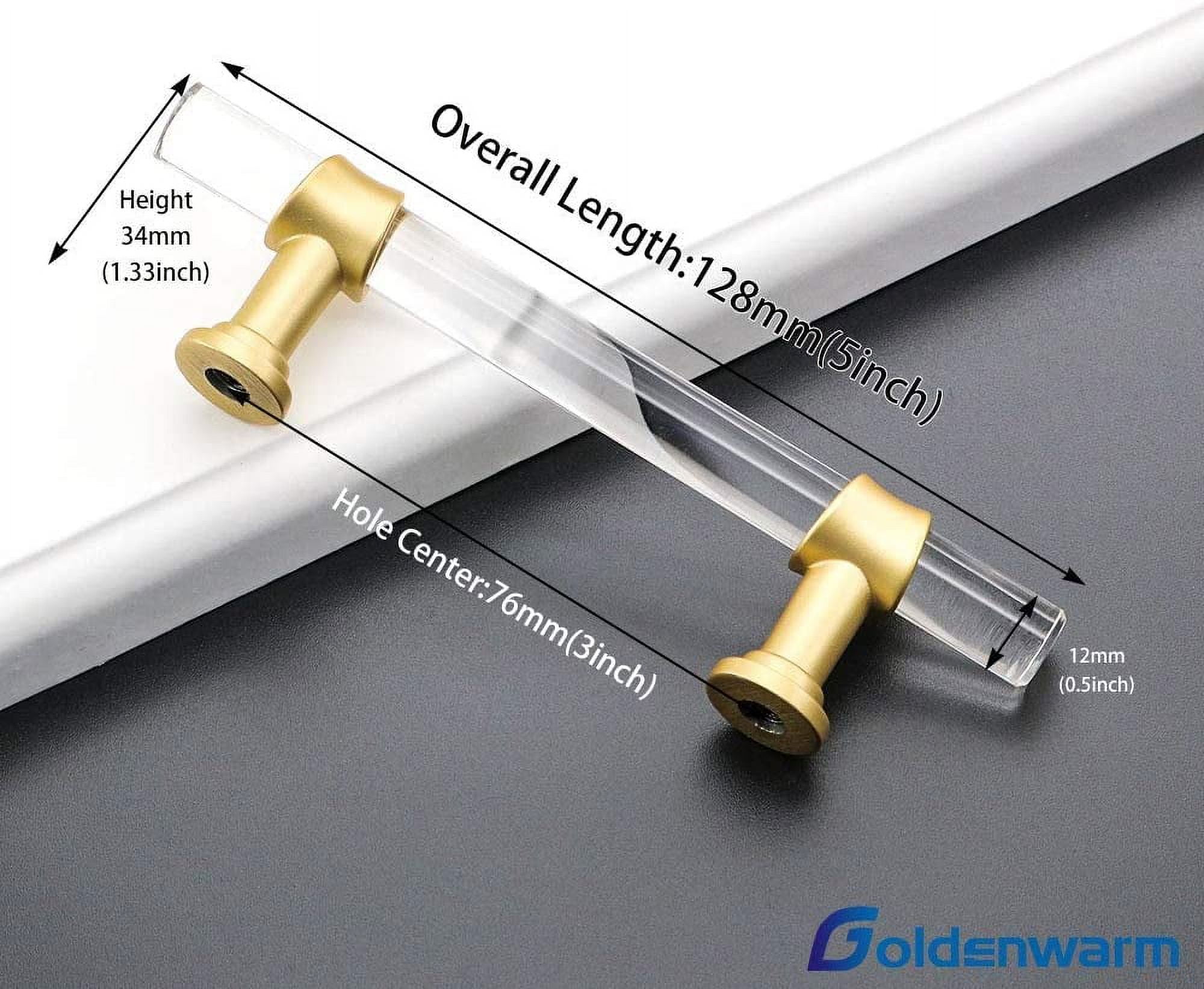 goldenwarm 5 Pack Cabinet Pulls Brushed Nickel Kitchen Drawer Door Pulls Gold Drawer Handles Bathroom Cabinet Hardware 3in Hole Centers