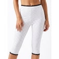 thumbnail image 4 of Pantalones capri para mujer, cintura elástica con ribete de encaje, largo 3/4, estilo cropped, para uso diario informal., 4 of 9