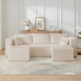 thumbnail image 6 of 94.1" modular Sectional Sofa,Compressed Corduroy couch, Comfy Compression Sofa for small spaces, Beige, 6 of 9
