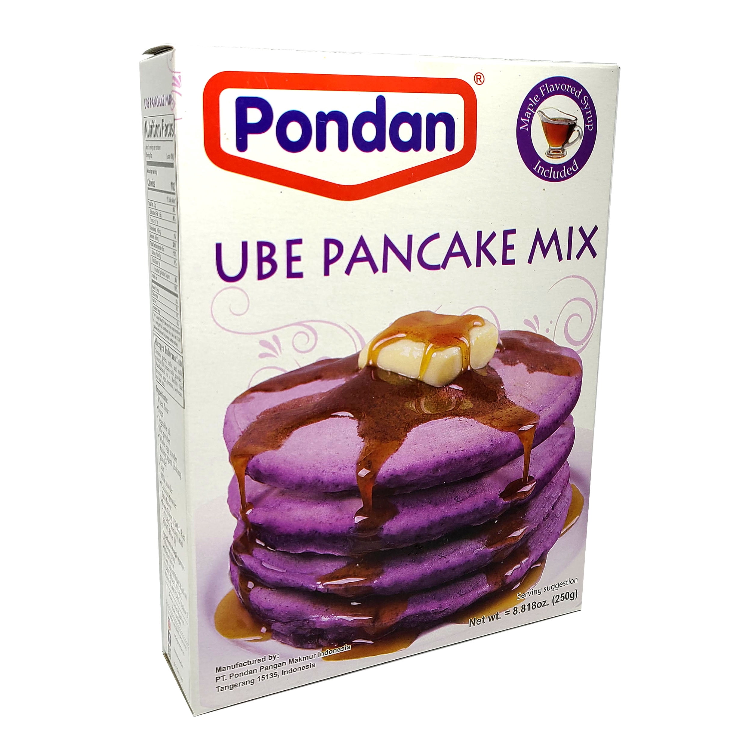 Pondan Ube Pancake Mix & Maple Flavored Syrup Set 8.818 Oz. (250 g) X 2 with Mini Stainless Steel Wire Whisk (3-Pc Set)