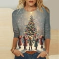 thumbnail image 2 of yoeyez Womens Christmas Shirts Trendy Dressy 3/4 Sleeve T Shirts Merry Christmas Crewneck Blouse Funny Cute Xmas Tshirt, 2 of 6