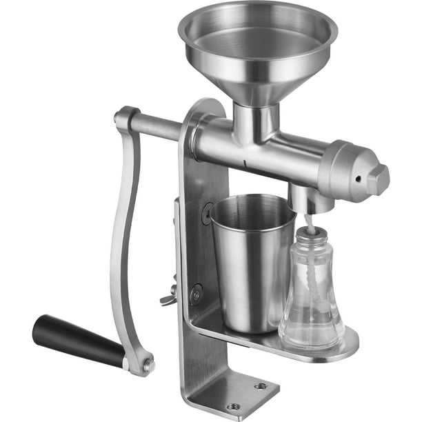 VEVOR Máquina manual de prensa de aceite, máquina extractora de aceite de acero inoxidable, prensador de aceite desmontable para limpieza sin esfuerzo, expulsor de aceite domestico