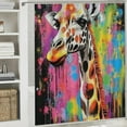 thumbnail image 6 of Autua Giraffe Colorful Paint Splatters Graffiti Art Chic Modern Bathroom Decor Shower Curtain with Hooks 100% Polyester Fiber 36"x72, 6 of 7